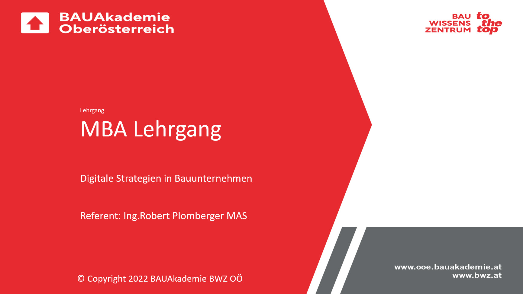 Bauakademie Oberösterreich MBA Lehrgang Digitale Strategien in Bauunternehmen